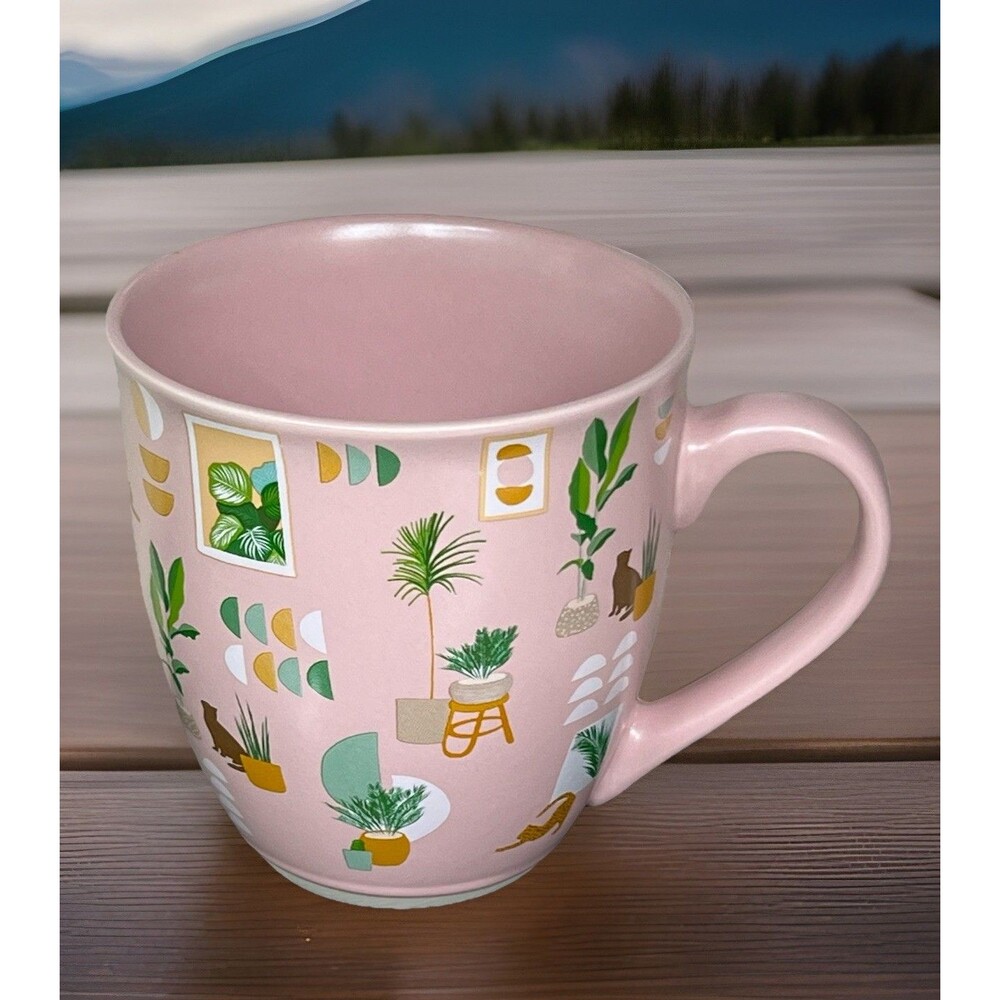Plant Mom Cat Lover Ceramic Coffee Mug Pink Plant Lady Crazy Cat Lady Swiftie